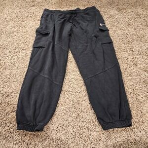 Nike Cargo Fleece Sweatpants Black XL Loose Fit Joggers Utility Pockets